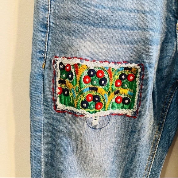 DESIGUAL Sz 26  Ethnic Ankle Light Patchwork Colourful Jeans - Picture 14 of 14